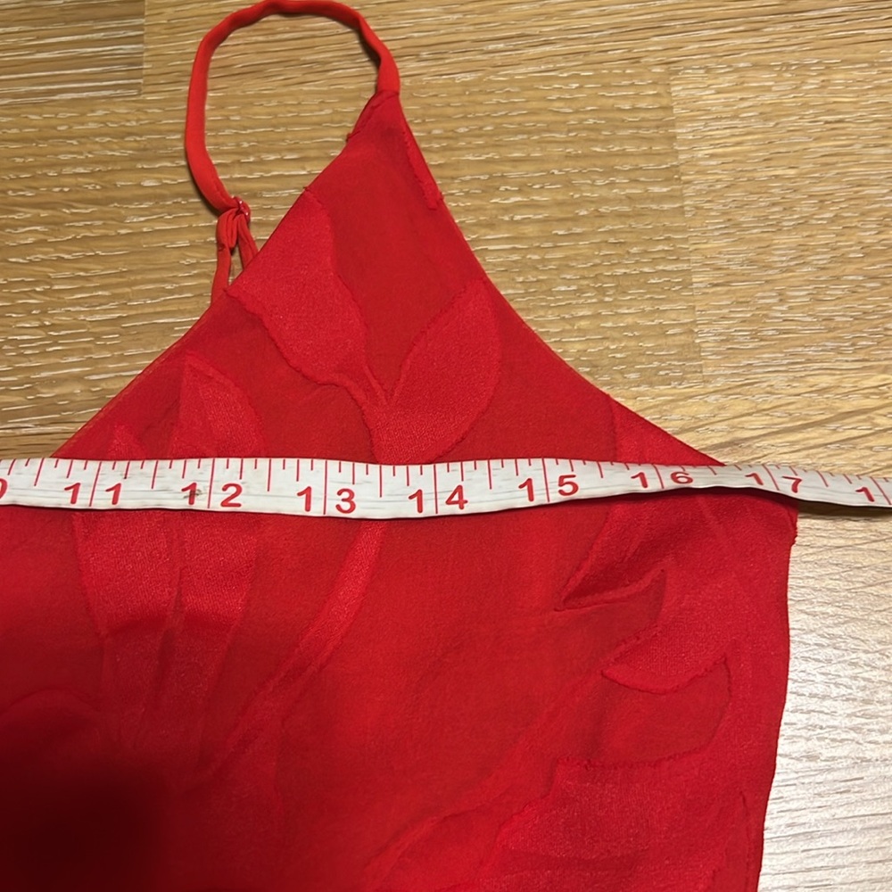 NEW $190 WHBM Red Slip Burnout Maxi Dress with Spaghetti Straps size 6 - Picture 8 of 14